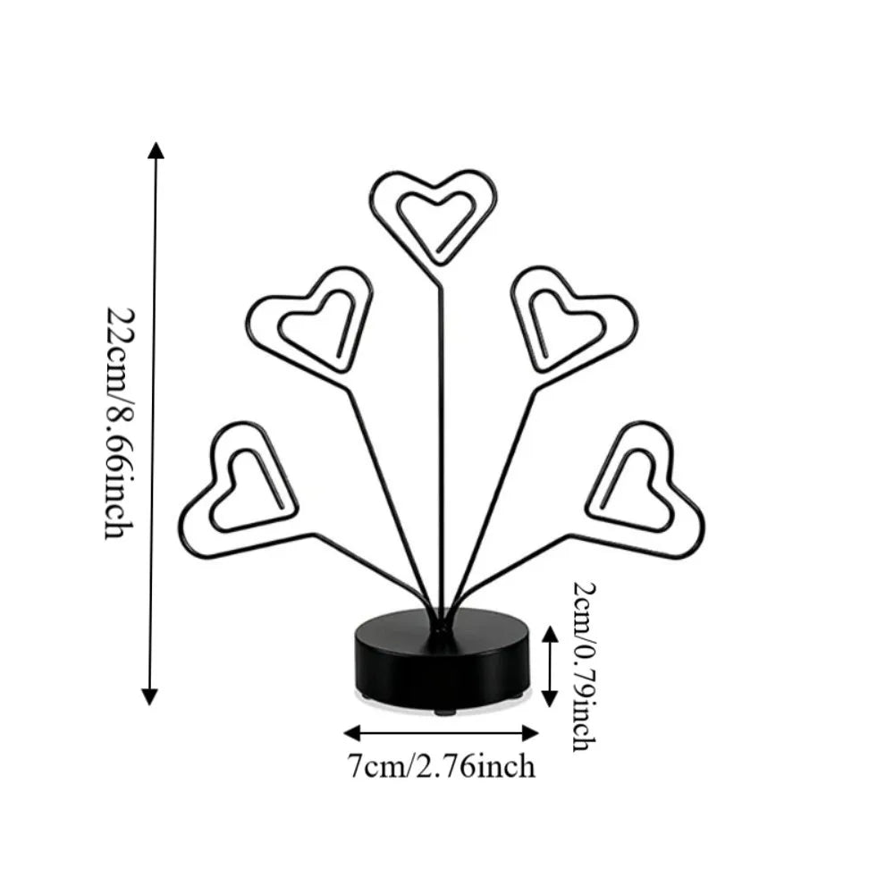 Multifunctional Creative Note Clips Stable Heart/Round Business Card Holder Portable Vertical Desktop Card Clamp Party Supplies Oasis Select