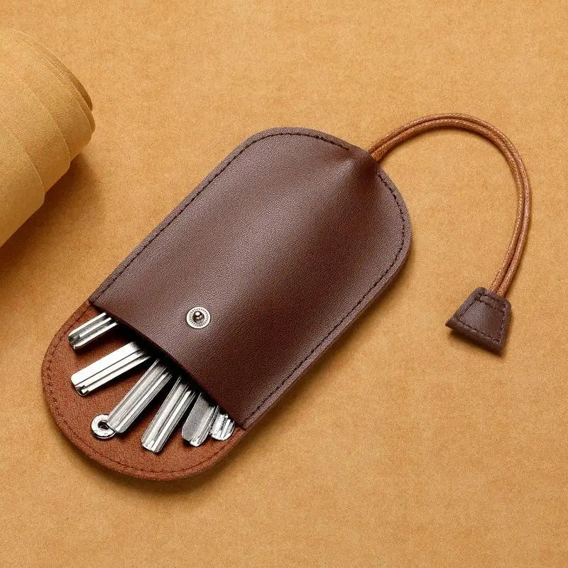 Retro Pull Out Key Holder PU Leather Key Case Portable Keychain Pouch Multi-Functional Mini Coin Purse For Men Women Daily Use Oasis Select