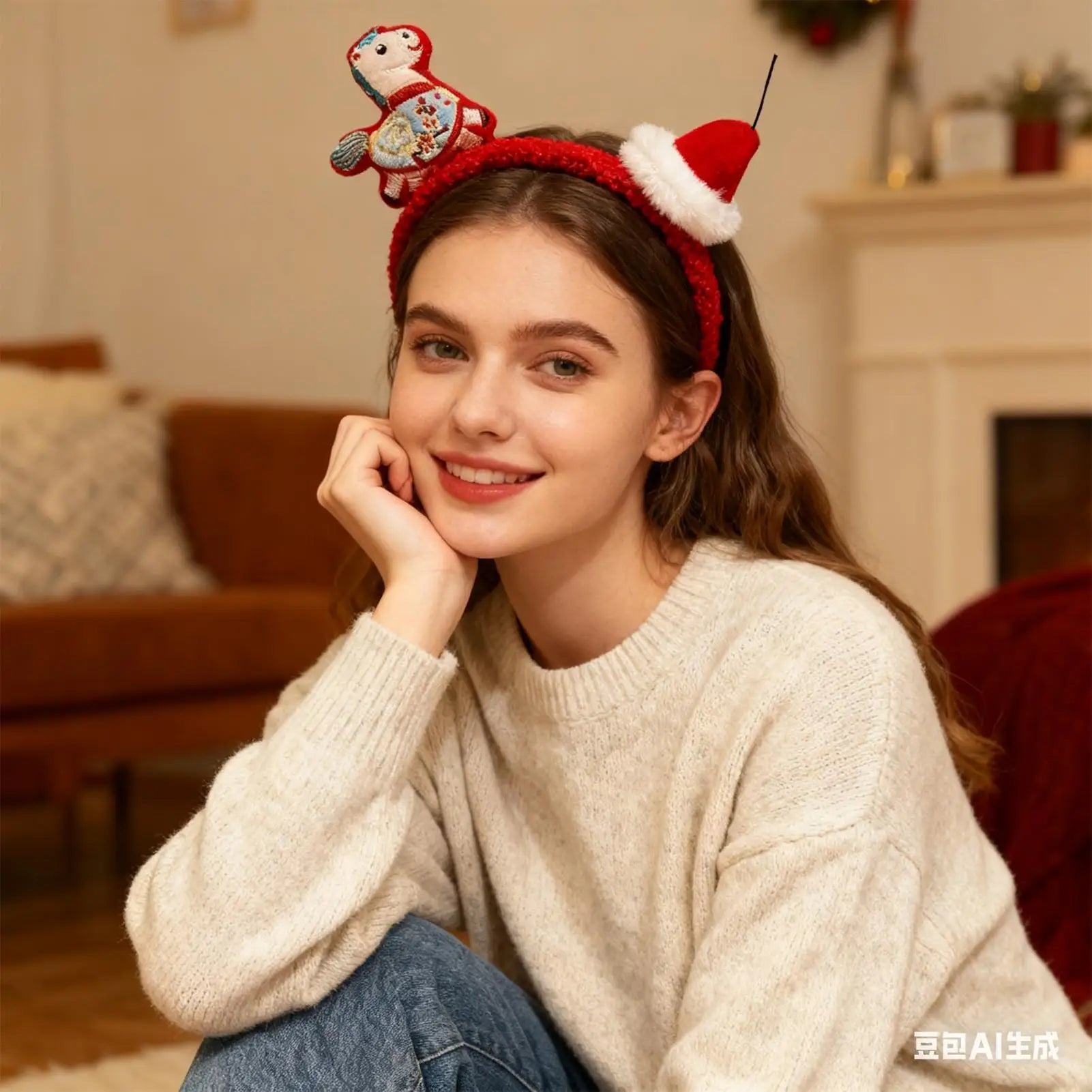 Funny Cartoon Horse Headband New Year Headband Plush Pony Mascot Hair Hoop Plush Fortune Hairband Spring Festival Headband Oasis Select