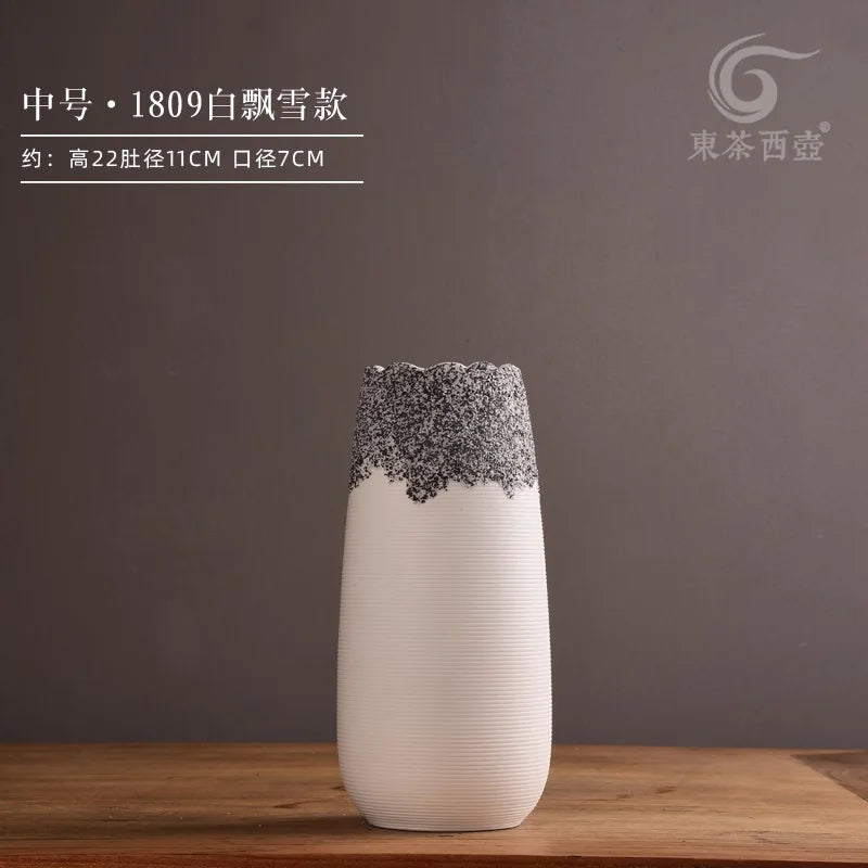 Pocket Horticultural Tabletop Small Vase Flower Path Art Ceramic Kiln Transformation Celadon Hand Drawn Small Vase Oasis Select White 22cm