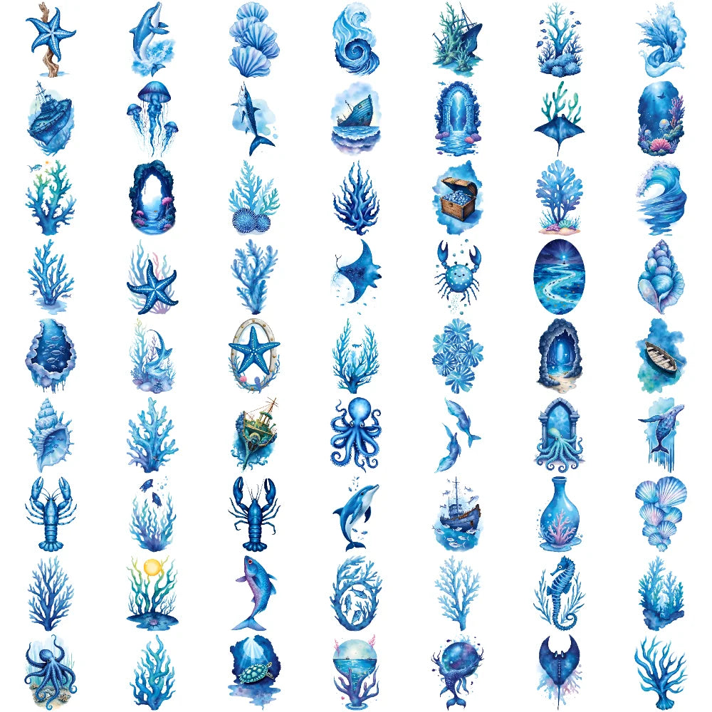 63-Piece Sea Creature Temporary Tattoos – Waterproof Stickers Temporary Tattoo Set Oasis Select 1A-4X4cm
