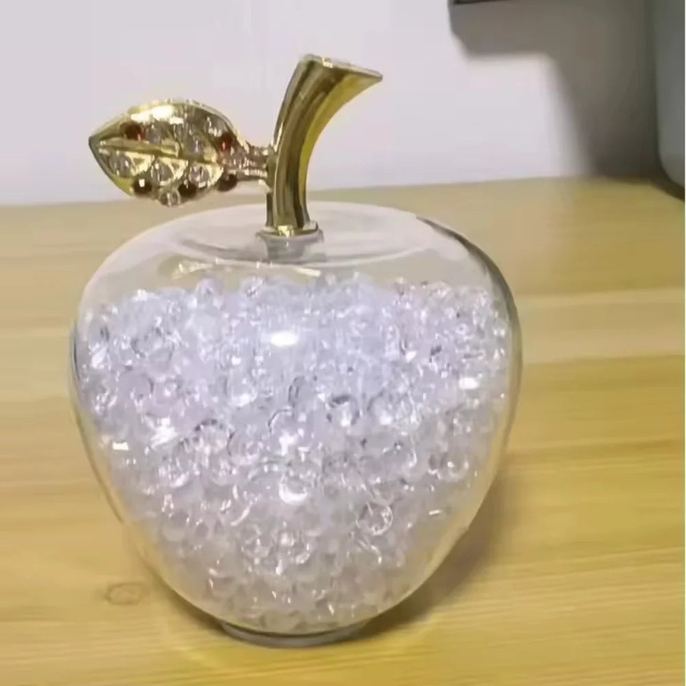 Colorful Crystal Craft Apple Statue Glitter Glass Crystal Home Decor Christmas Eve Ornaments Gift Christmas Eve Ornaments Home Oasis Select white