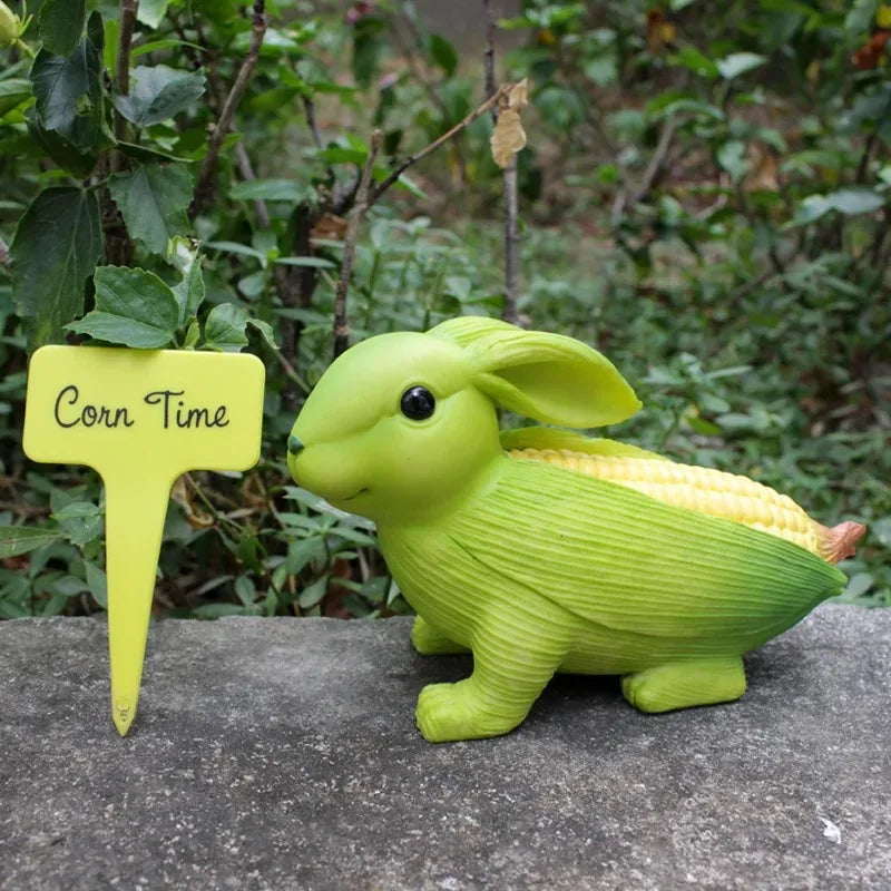 Creative Resin Animal Figurine Corn Rabbit Landscape Statue Art Craft Ornament for Home Garden Yard Outdoor Decor Oasis Select