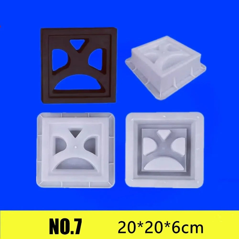 Plastic Hollow Brick Mold 20*20*6cm Square Wall Brick Mould 3D Carving Anti-Slip Cement Antique Brick Mold Garden Wall Oasis Select 7