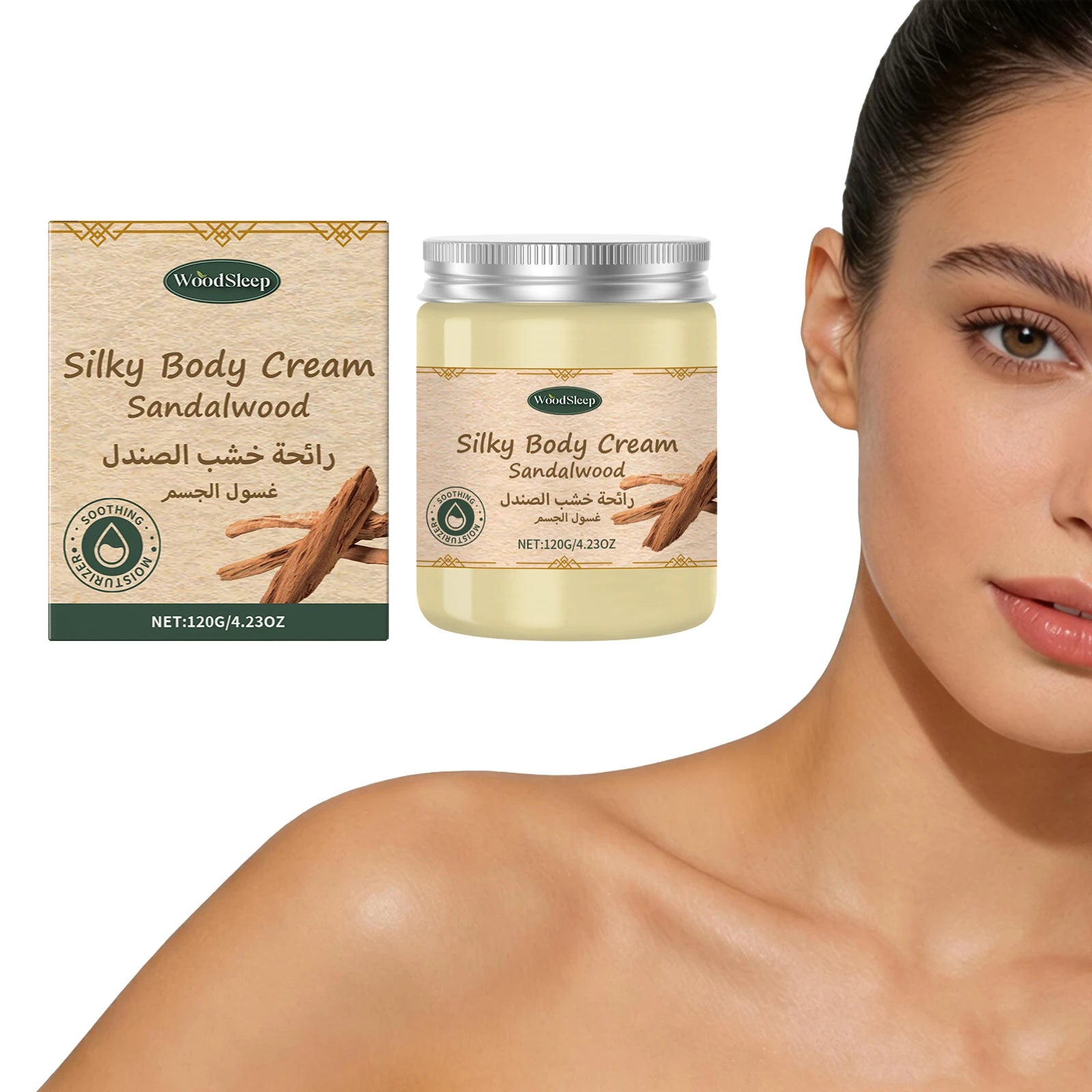 WOODSLEEP Sandalwood Body Cream – Moisturizing & Brightening Body Moisturizer Cream Oasis Select