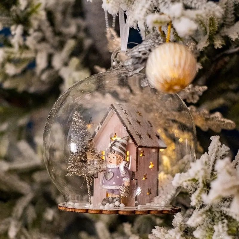 Christmas Micro Landscape Glass Ball Condole Christmas Tree Hanging Light Ball Christmas Decorative Lights Oasis Select