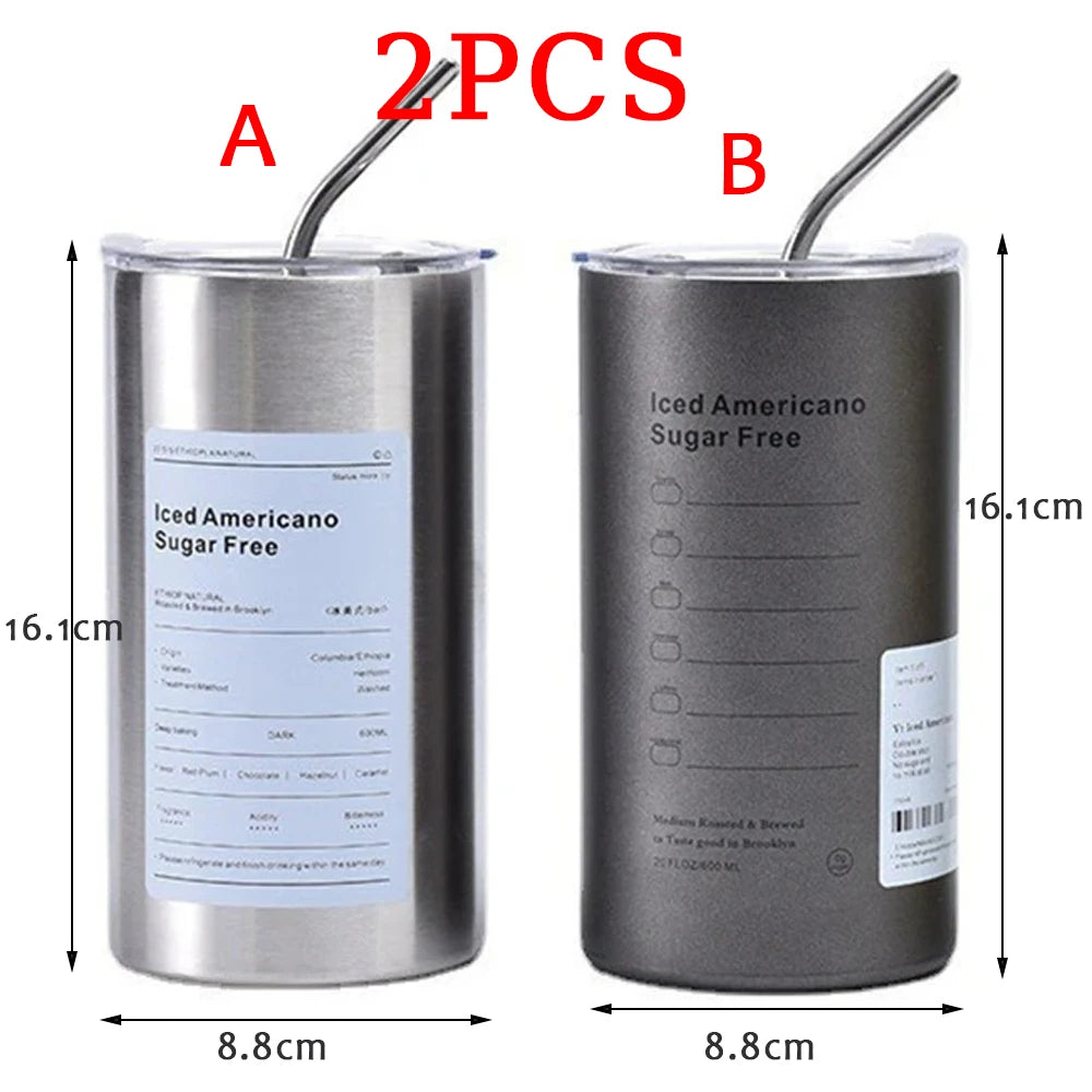 600ml Insulated Thermos Cup – 304 Stainless Steel with Straw Insulated Thermos Cup Oasis Select 2pc AB 600ML