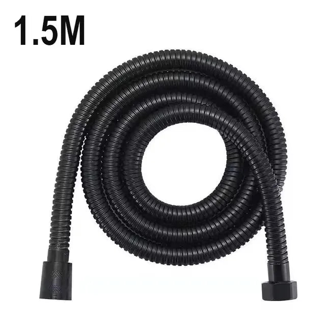 1.5/2/3M Stainless Steel Shower Hose Black/Silver Long Bathroom Shower Water Hose Extension Plumbing Pipe Showerhead Tube Oasis Select 1.5M black