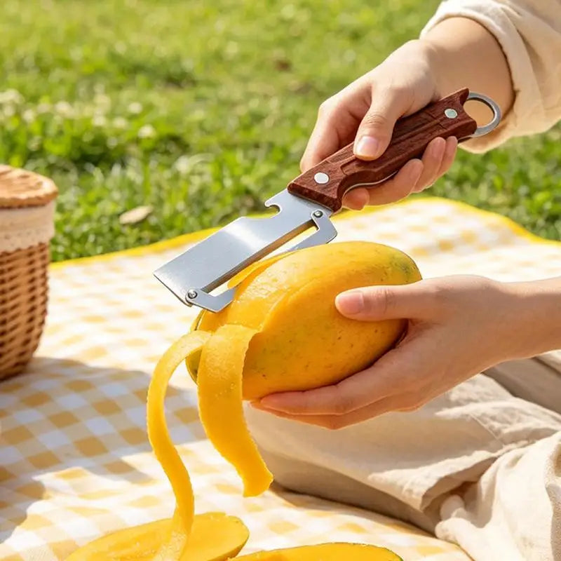 SU Premium Multi-Functional Vegetable Peeler For Kitchen, Heavy Duty Stainless Steel Potato Peeler With Ergonomic Wooden Handle Oasis Select