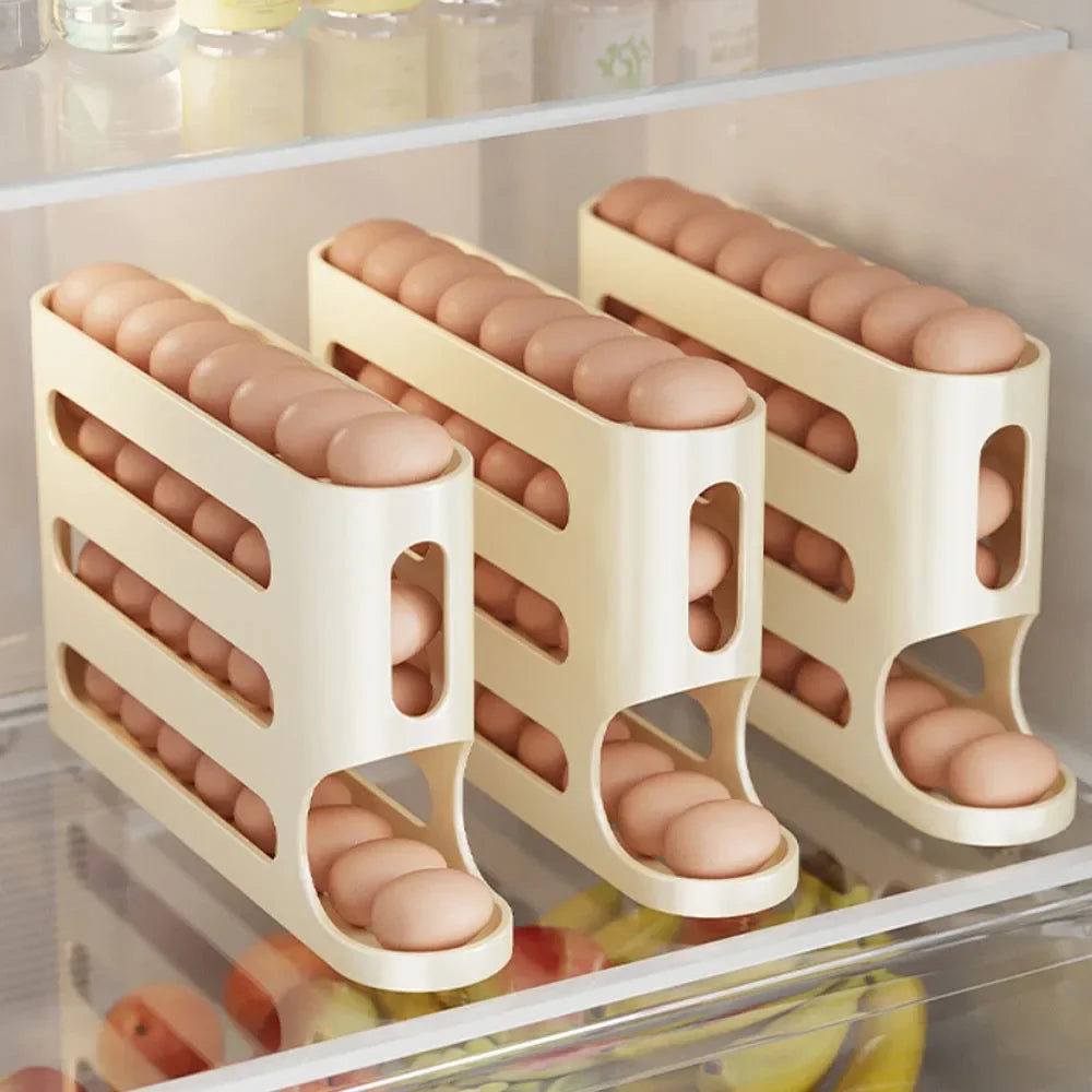 4-Layer Rolling Egg Holder – Fridge Egg Organizer & Dispenser Egg Fridge Organizer Oasis Select