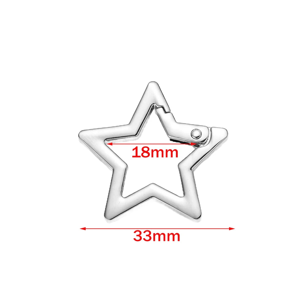 5pcs Star Small Carabiners Clips Metal Trigger Spring Rings Snap Hooks DIY Charms Accessory for Keychains Bag Purse Craft Making Oasis Select A silver 33mm