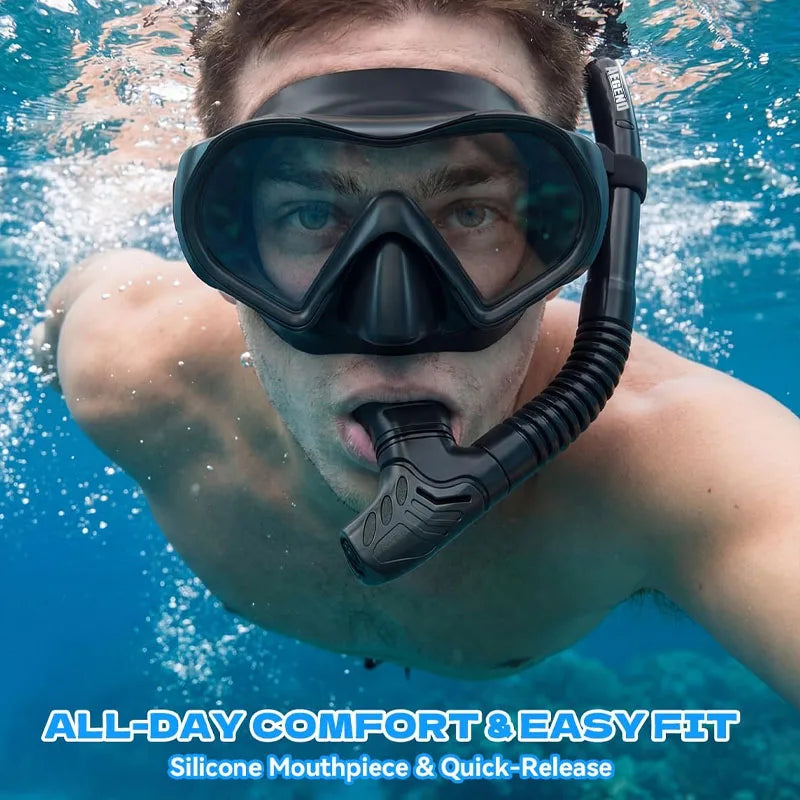 Dry Top Snorkel for Adults – Anti-Leak, Purge Valve & Soft Mouthpiece