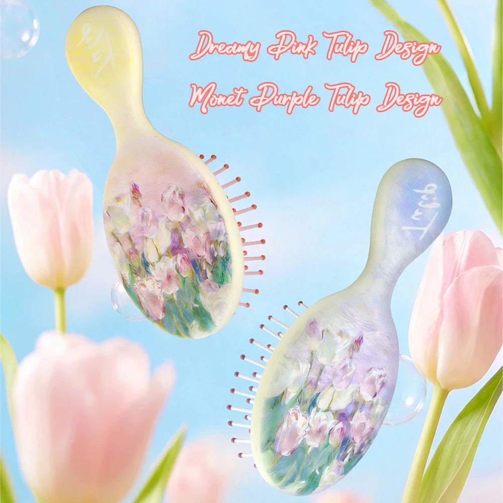 Mini Tulip Air Cushion Hairbrush – Anti-Static Detangling Travel Comb