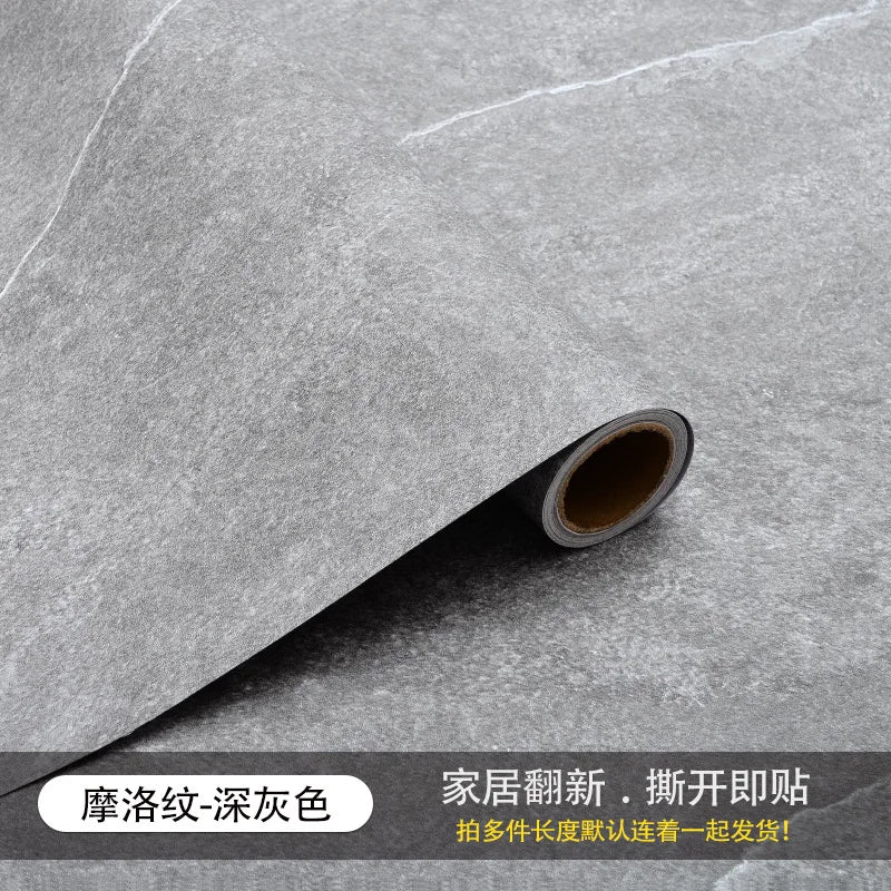 Self-adhesive Wall Paper Wall Waterproof Wear-resistant Retrofit Decorative Background Wall Ground Stickers Room Decoration Oasis Select Dark gray 40cm x 100cm