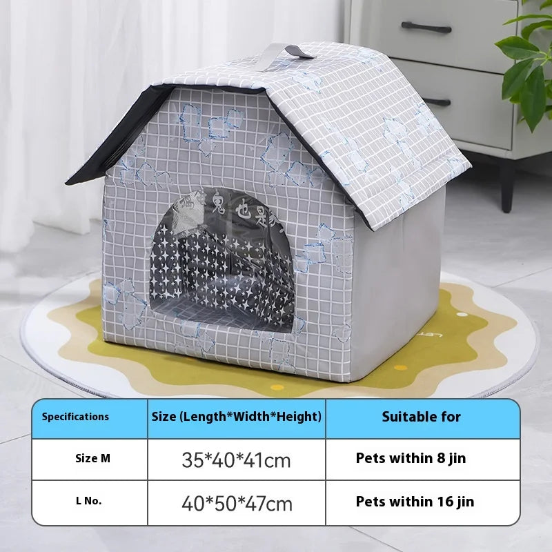 Summer Cool Bed for Cats and Dogs Foldable Cat Air-conditioned House Homemade Ice Packs for Cooling Pet House Ice Bed Oasis Select grey L 40x50x47CM
