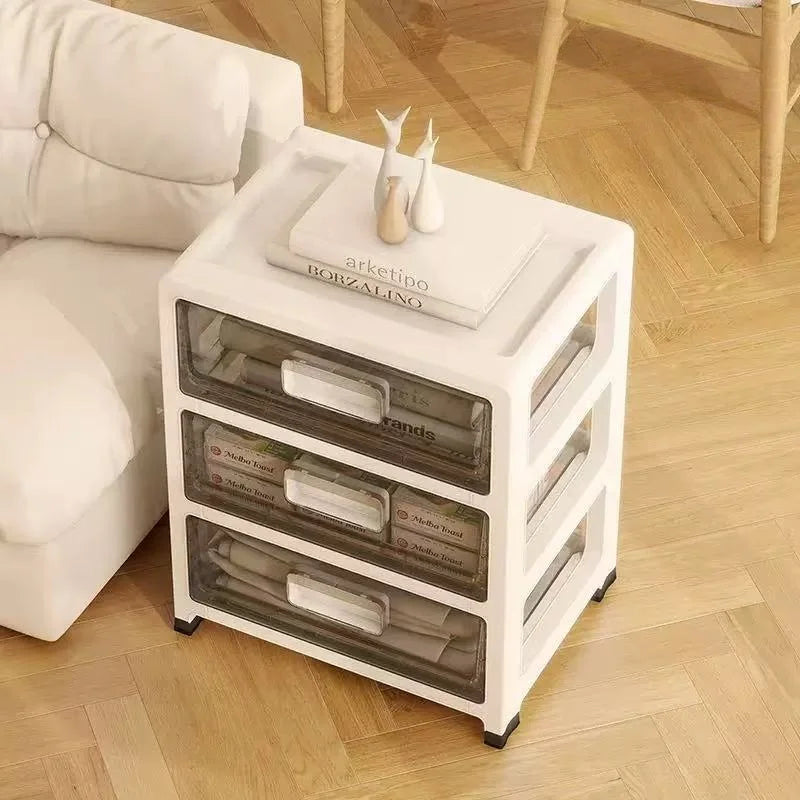 COIZYZZL 3-6 Tier Storage Cabinet,Large Capacity & Space-Saving Organizer, Transparent Cream Color for Living Room/Bedroom/Study Oasis Select