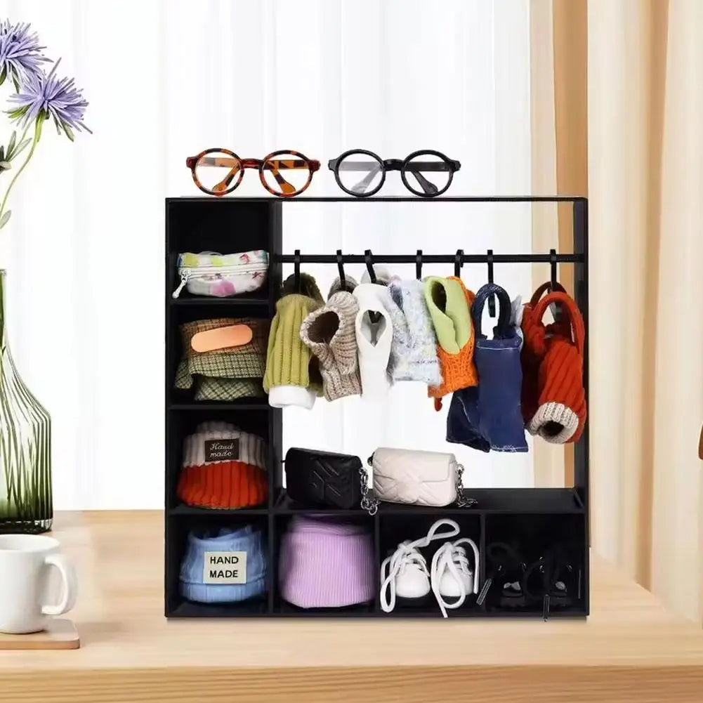 Large Capacity Doll Clothes Closet with 10 Hangers Portable Doll Wardrobe Durable Cute Clothes Storage for Figures Display Box Oasis Select