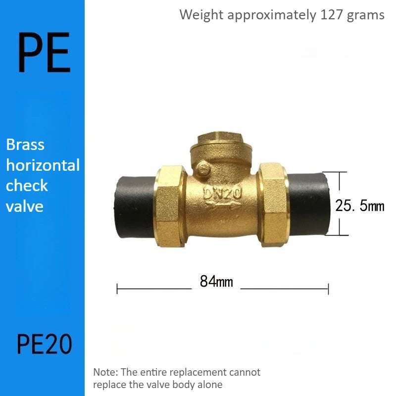 Brass PE Check Valve, One-way Valve, Double Union, Horizontal Double Connection, Horizontal/vertical, Double Hot Melt Oasis Select PE20 DN15