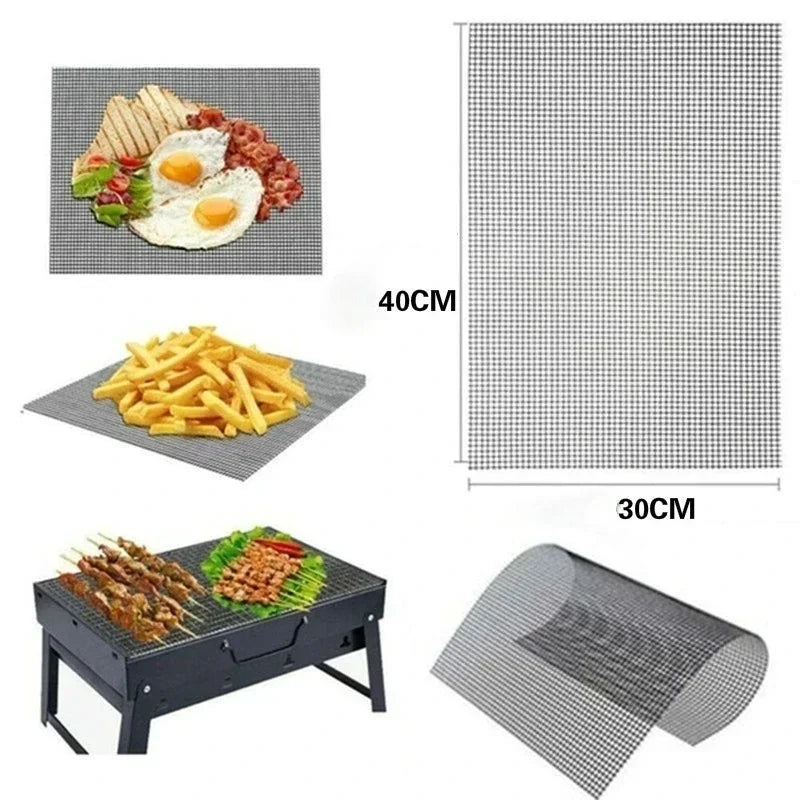 30x40Cm Non-Stick High Temperature Resistant BBQ Grid Pad Barbecue Mesh Reusable Easily Cleaned Cooking Pads Baking Grill Tool Oasis Select