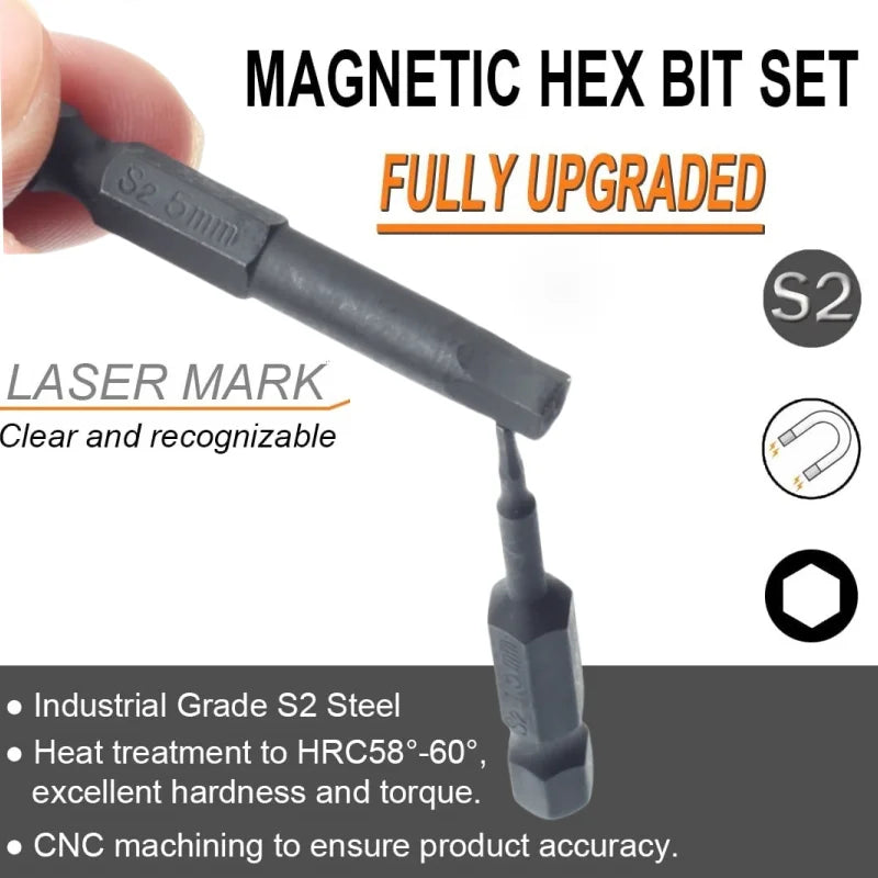 SLADE Hex Allen Wrench Drill Bit Set – S2 Steel Magnetic Tips Hex Drill Bit Set Oasis Select