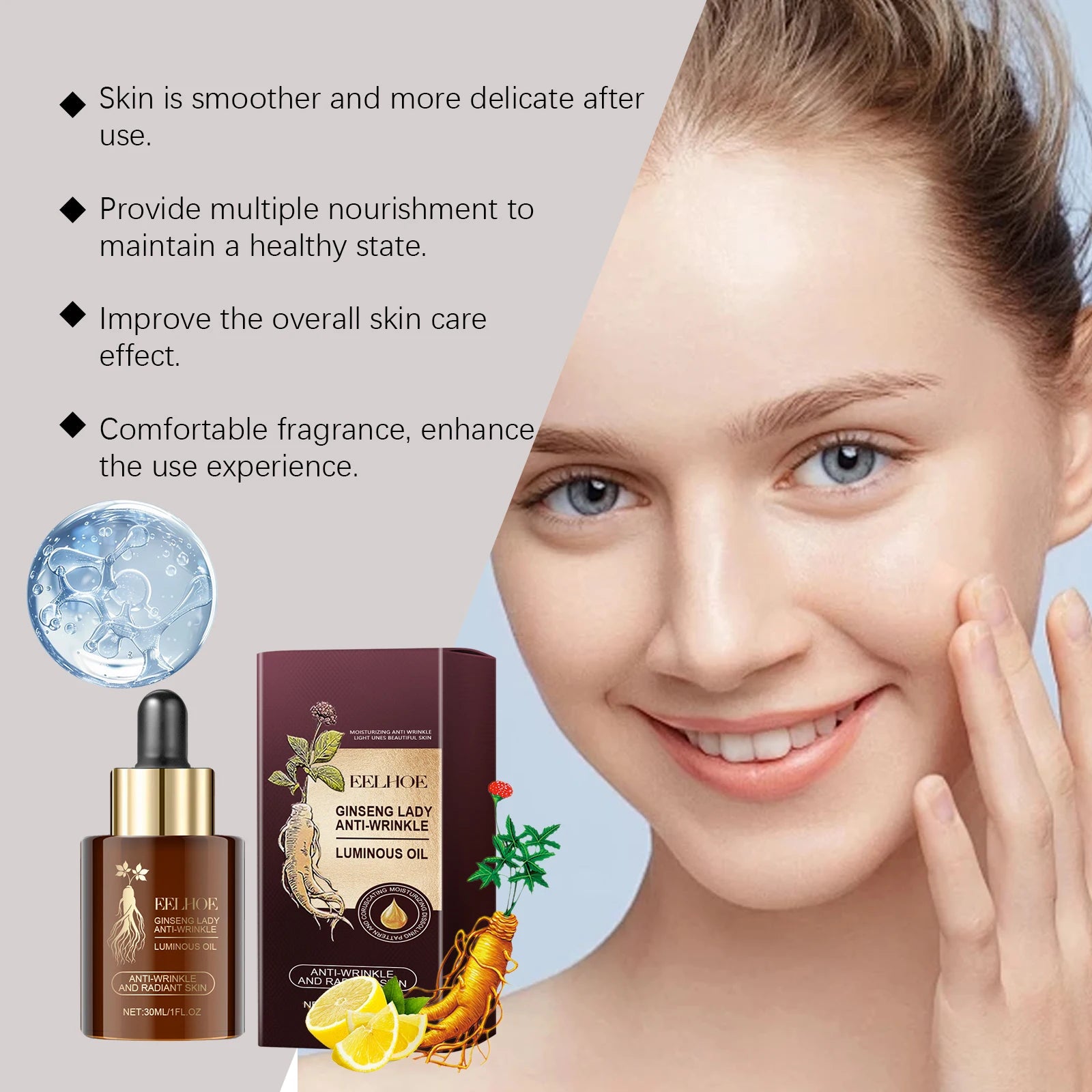 EELHOE Ginseng Face Essence Anti-Wrinkle Firming Serum 30ml Face Serum Essence Oasis Select