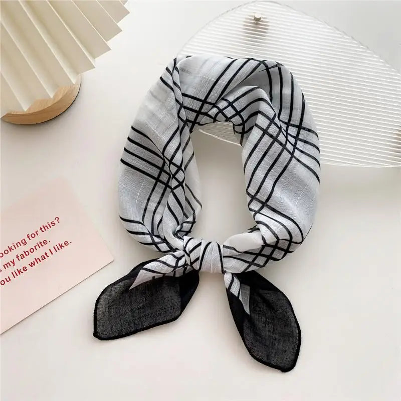 58cm Cotton Linen Handkerchief Print Square Neck Scarf Women Small Shawls Hair Scarfs Female Bag Scarves Head Scarf Oasis Select 10