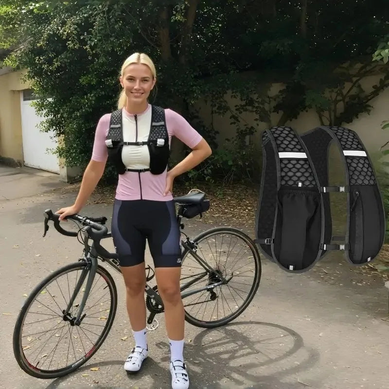 1pcs Running Water Bottle Storage Vest Lightweight Reflective Hydration Chest Pack with Phone Holder for Jogging Hiking Cycling Oasis Select