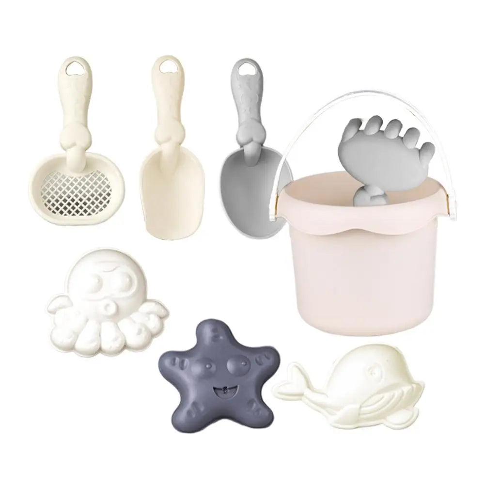 Kids Beach Toy Set Baby Sand & Water Play Kit with Bucket Shovel Rake Watering Can Summer Outdoor Sandbox Tools for Toddlers Oasis Select Gray