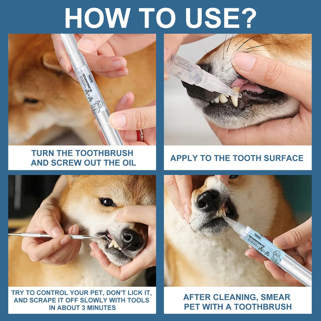 Pet Teeth Cleaning Pen – Tartar & Stain Remover Dogs & Cats Pet Dental Cleaner Oasis Select