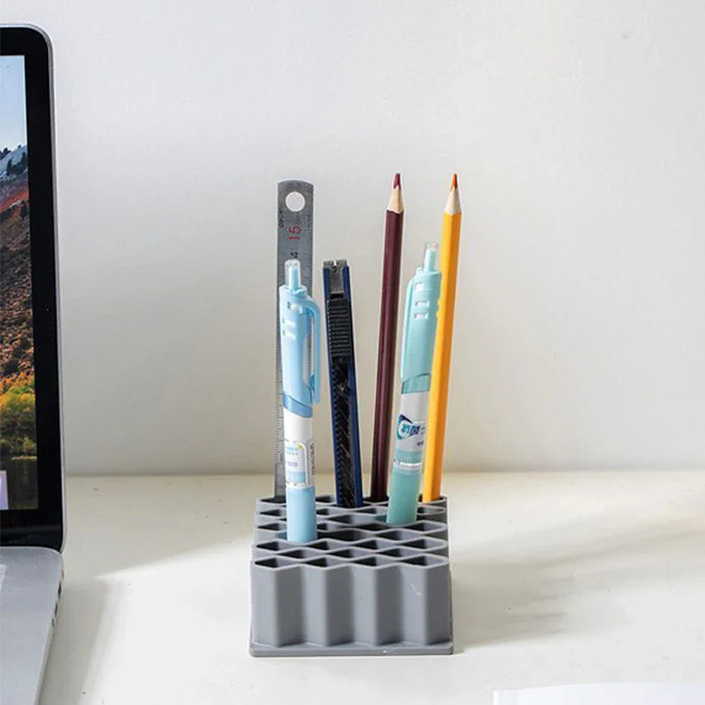 32-Slot Honeycomb Desk Organizer – Pen & Brush Holder