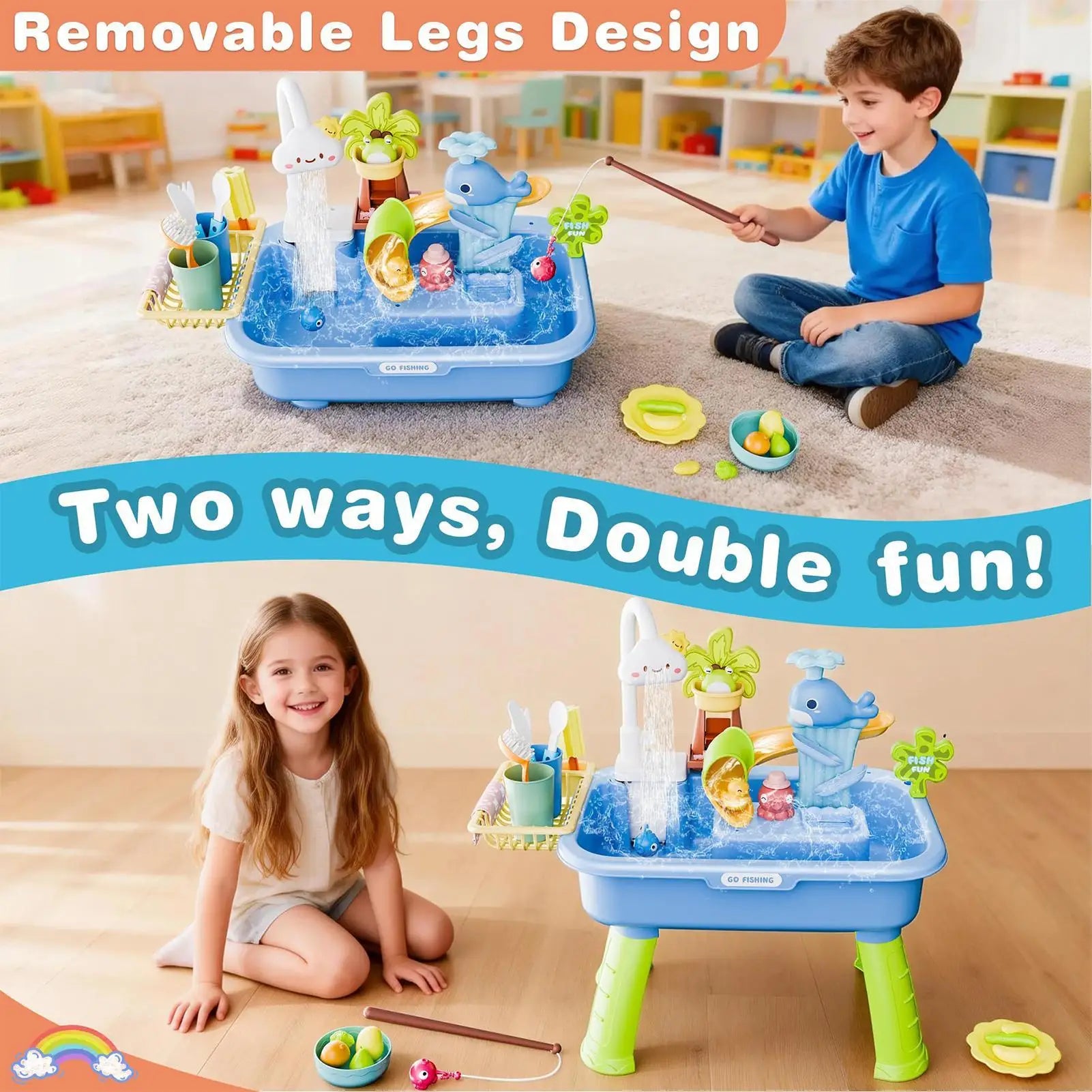 Children's Kitchen Toys Electric Fun Water Play Water Wash Basin Fishing Dishwashing Home Role-Playing Baby Early Education Toys Oasis Select