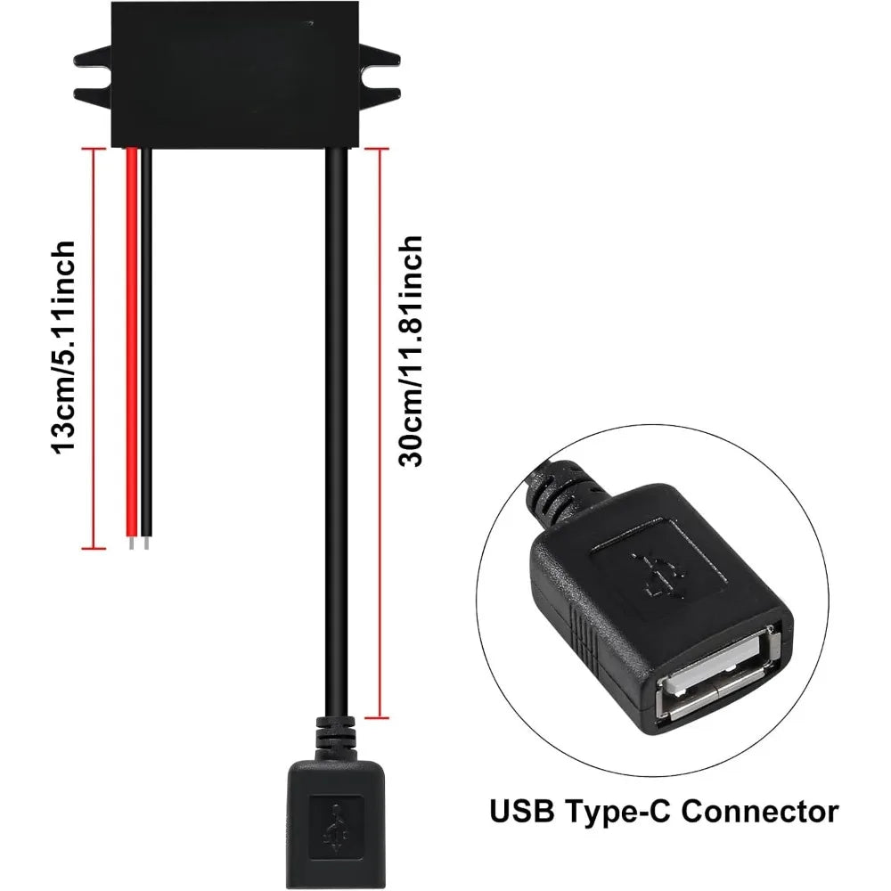 DC 12V Step Down To 5V Converter Buck Module USB Output Power Adapter USB Female Car Power Converter Regulator IP68 Waterproof Oasis Select