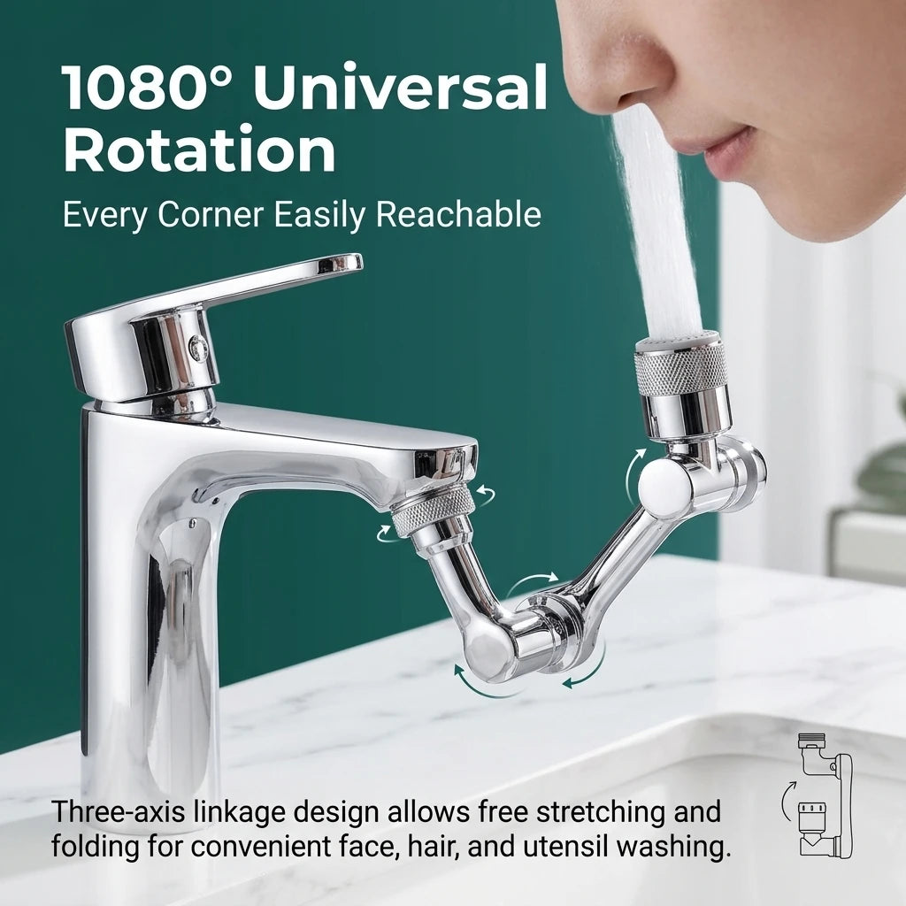 Swivel Robotic Arm Faucet Aerator Extender – Kitchen & Bathroom Faucet Aerator Extender Oasis Select