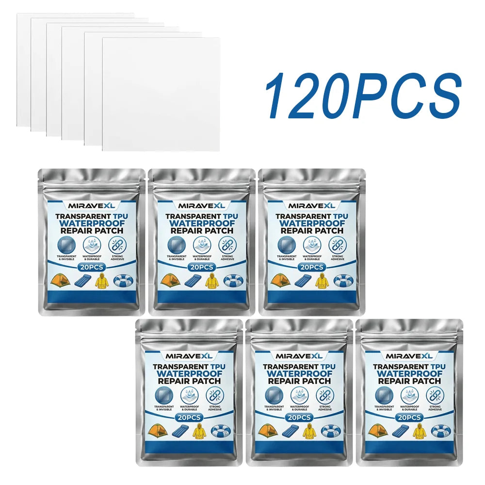 MIRAVEXL Transparent TPU Waterproof Repair Patch 10/20PCS Strong Adhesive Clear Tape forTent Inflatable Boat Raincoat Outdoor A Oasis Select 120PCS