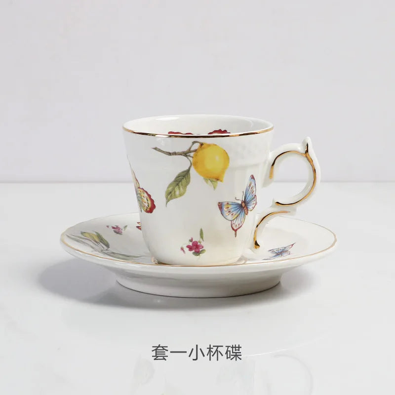European Lemon Pattern Ceramic Dinner Steak Plate Bowl Fruit Candy Dim Sum Western Cuisine Plate Dishes Home Breakfast Plate Oasis Select 100ML-Small-cup dish