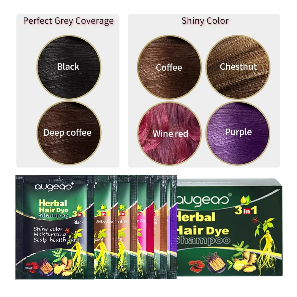 Natural Herbal Hair Dye Shampoo – Grey Coverage 30ml (3/5 Pack) Hair Dye Shampoo Oasis Select