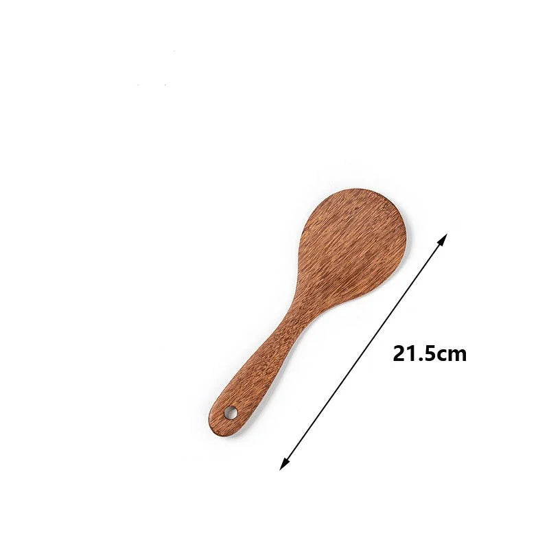 Wooden Spatula Cookware Non-Stick Cooking Spoon High Temperature Resistant Household Spatula Baking Utensil Kitchen Tools Oasis Select round shovel