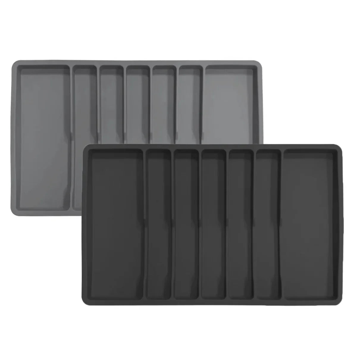 Non Slip Silicone Cutlery Tray Silverware Drawer Organizer Kitchen Utensil Holder with Dividers Gray Black Color Oasis Select