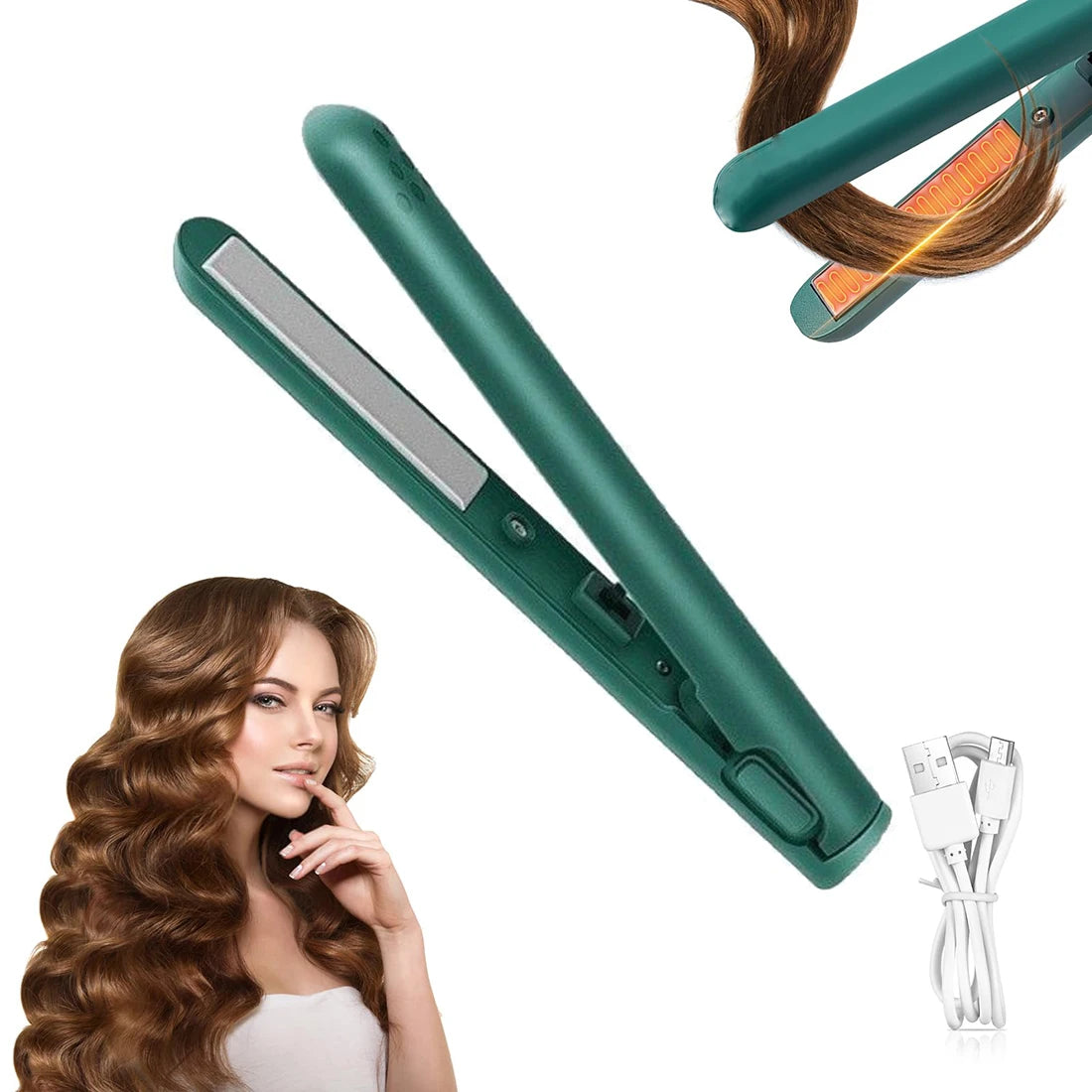 2-in-1 Mini Hair Straightener & Curler, Dual Purpose Curling Iron, Portable Curling Wand and Flat Iron Travel for All Hair Types Oasis Select