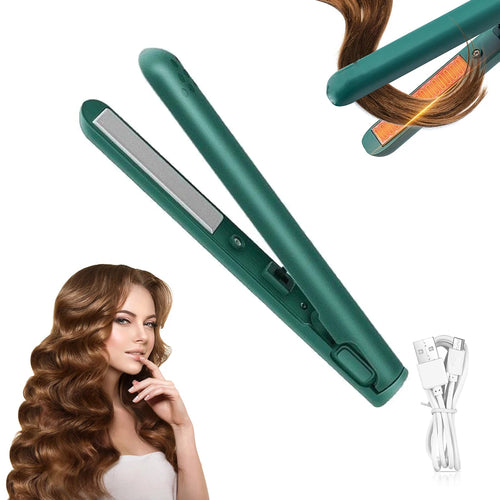 2-in-1 Mini Hair Straightener & Curler, Dual Purpose Curling Iron, Portable Curling Wand and Flat Iron Travel for All Hair Types Oasis Select