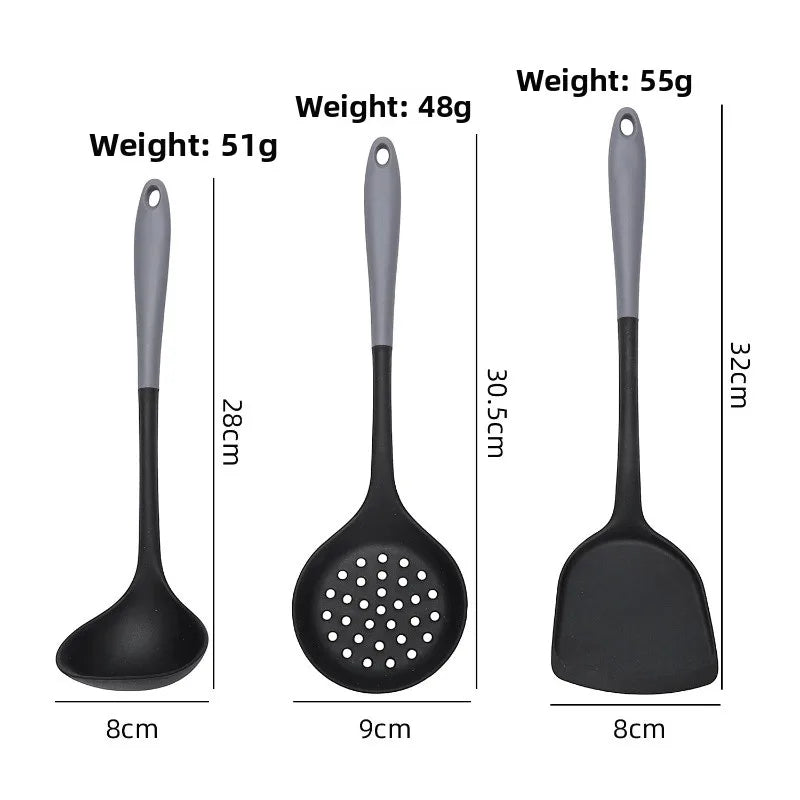 Food Grade Silicone Spatula Non Stick Pot Spatula Heat-resistant Pot Protector Household Stir Fry Soup Spoon Oasis Select Gray black