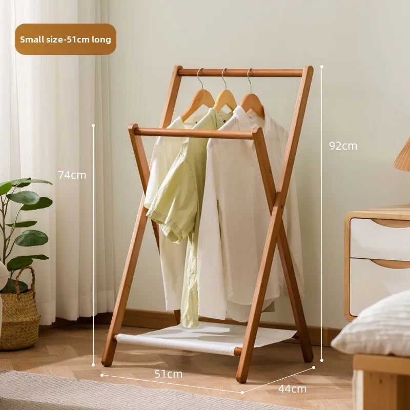 Hanging hanger bedroom floor does not take up space coat rack bedside bedside clothes storage artifact Oasis Select Brown-Small 51