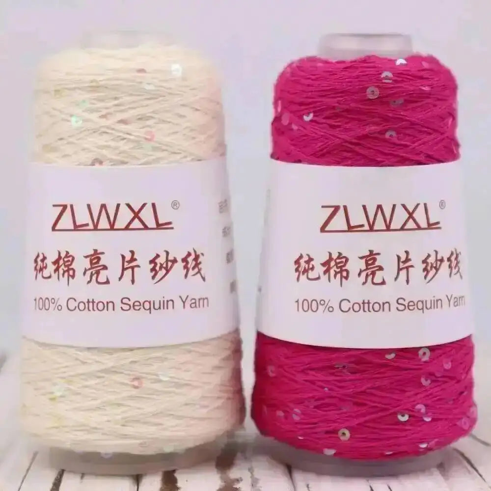 50g Sequin Cotton Yarn DIY Knitted Decoration Hand Crochet Ткань 400M 3mm Oasis Select