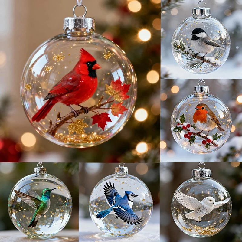 Hummingbird Christmas Ball Ornament | 3D Clear Plastic Tree Decor