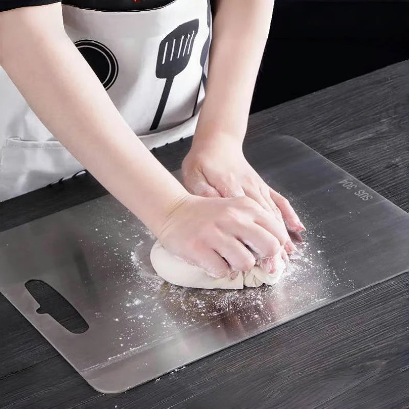 304 Stainless Steel Panel and Chopping Board Kitchen Household Double Sided Kneading Dough Fruit Meat Chopping Cutting Board Oasis Select