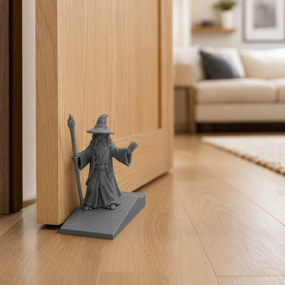 Mysterious Robe Wizard Figurines Door Stop Sloped Wedge Door Holder 3D Printed Indoor Door Gap Stopper Bedroom Study Living Room Oasis Select