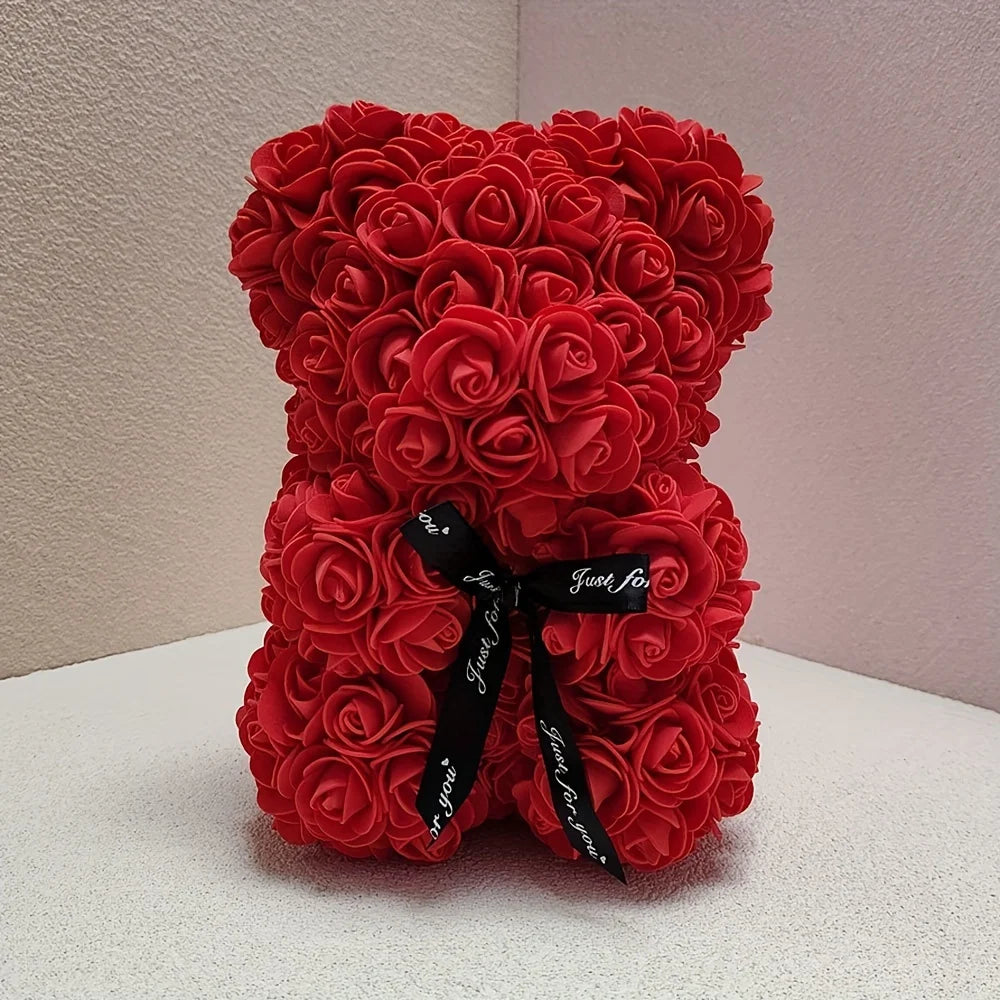 1pc Rose Bear Artificial Foam Flowers Bear Made Of Roses For Valentines Day, Mothers Day, Anniversary, Birthday Gifts Oasis Select