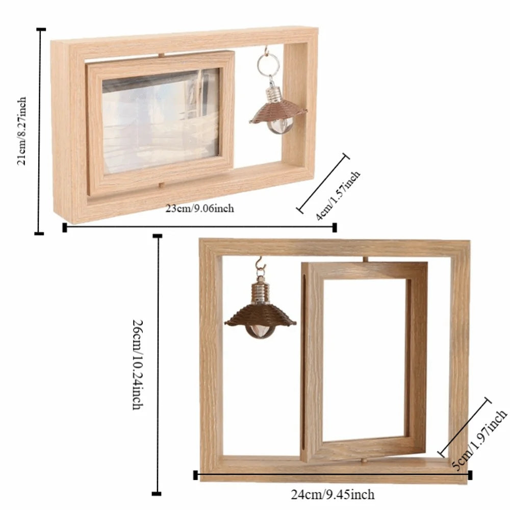 Double-Sided Rotating Wooden Photo Frame | Flip Design Decorative Picture Frame Oasis Select