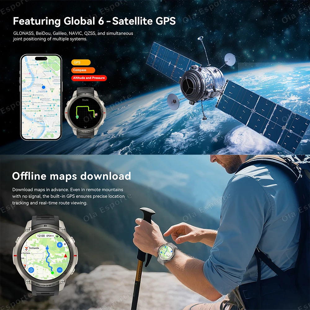 Ola Esporte GPS Smart Watch AMOLED 5ATM 170+ Sports HD Call