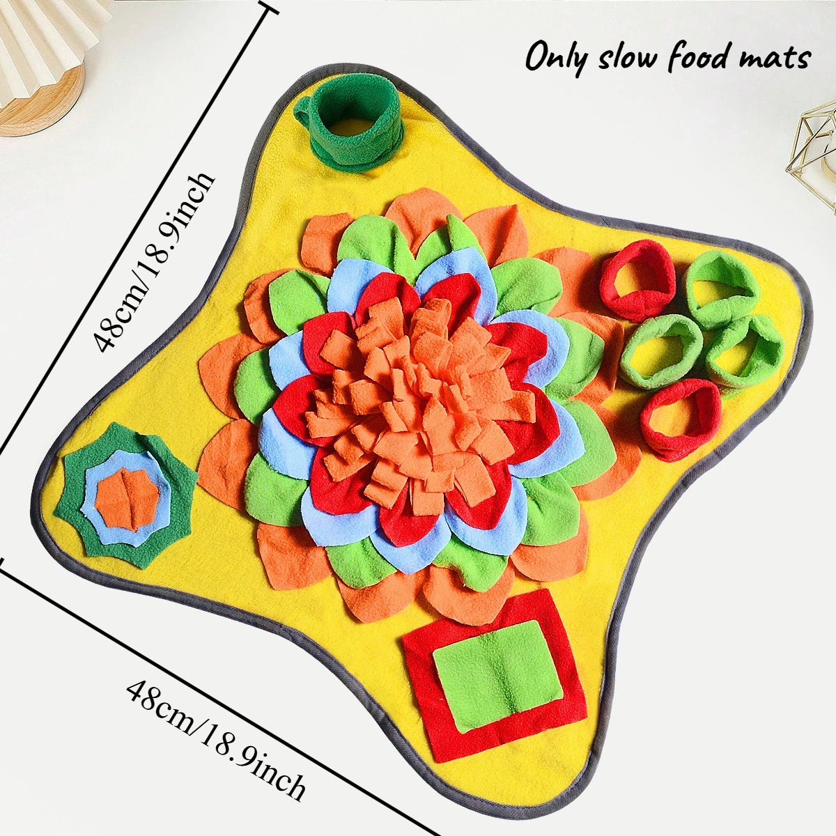New Pet Sniffing Mat Dog Puzzle Training Hidden Food Blanket Slow Food Mat Self Soothing and Stress Relieving Sniffing Mat Oasis Select Yellow